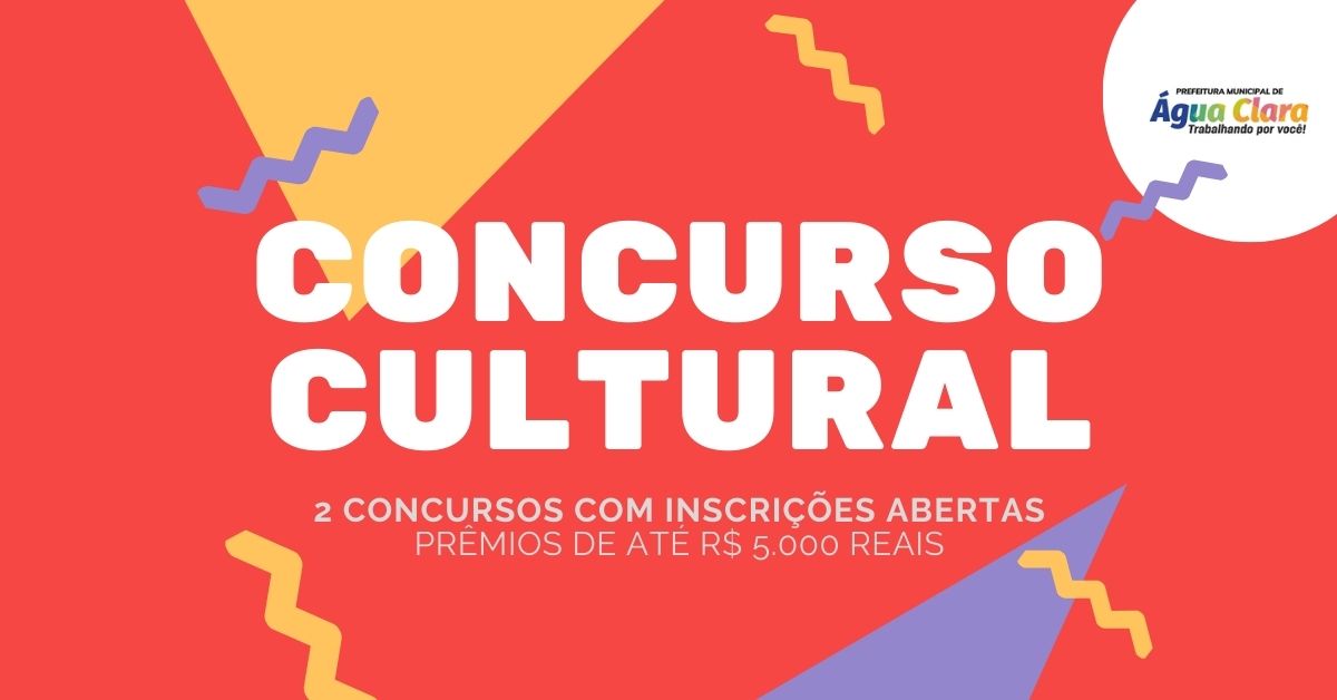 Prefeitura de Água Clara tem dois concursos culturais com inscrições abertas, prêmios chegam a R$ 5.000