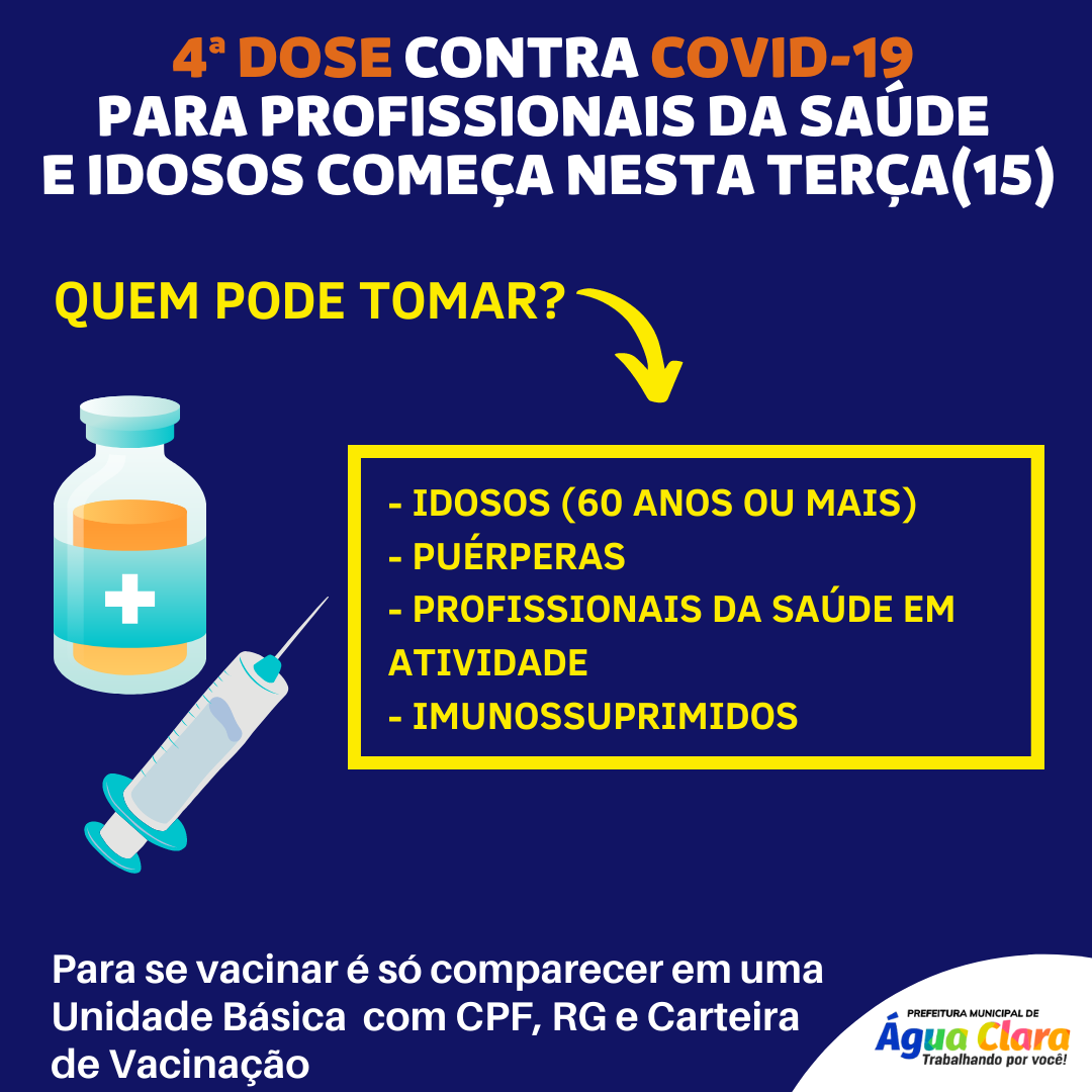 No momento você está vendo 4ª dose contra COVID-19 para idosos e profissionais da saúde começa nesta terça(15)