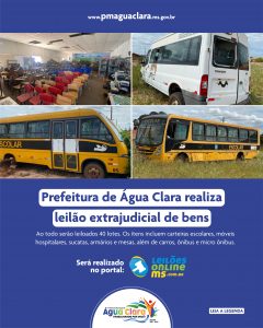 Prefeitura de Água Clara realiza leilão extrajudicial de bens
