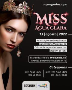 Leia mais sobre o artigo Inscrições para o concurso Miss Água Clara estão abertas