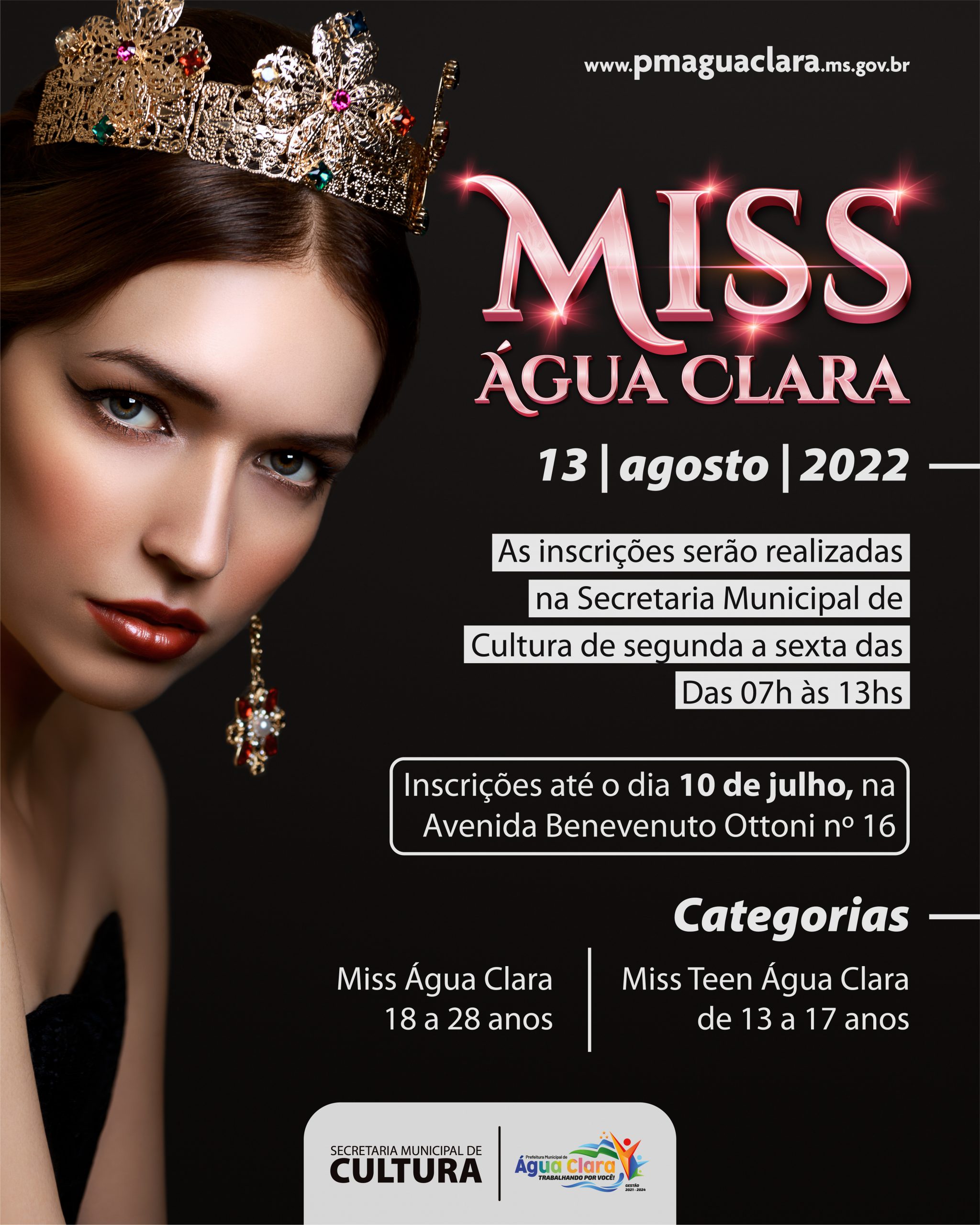 Inscrições para o concurso Miss Água Clara estão abertas