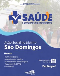 Ação Social no Distrito São Domingos neste sábado (11)