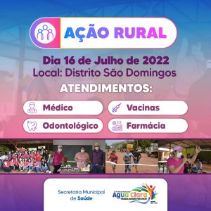Leia mais sobre o artigo Ação Rural da saúde no Distrito São Domingos acontece neste sábado (16)