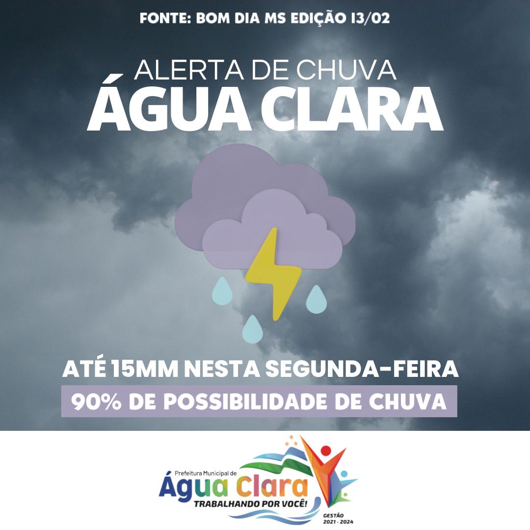 Água Clara está com alerta de tempestades