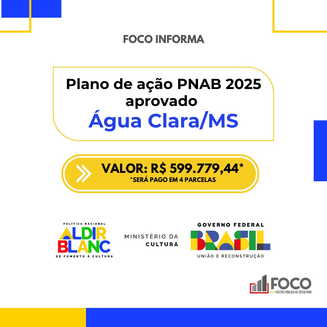 Leia mais sobre o artigo Água Clara celebra aprovação do Plano de Ação da PNAB 2025 com investimento de R$ 599 mil na cultura