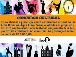 Leia mais sobre o artigo Inscrições abertas para Concurso Cultural em Água Clara com prêmios no valor de R$1.000,00