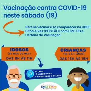 Leia mais sobre o artigo Vacinação contra COVID-19 em crianças e idosos neste sábado (19)