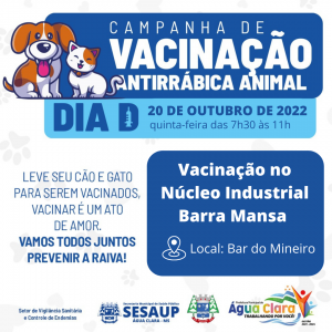 Leia mais sobre o artigo Dia D da vacinação ANTIRRÁBICA no Núcleo Industrial Barra Mansa