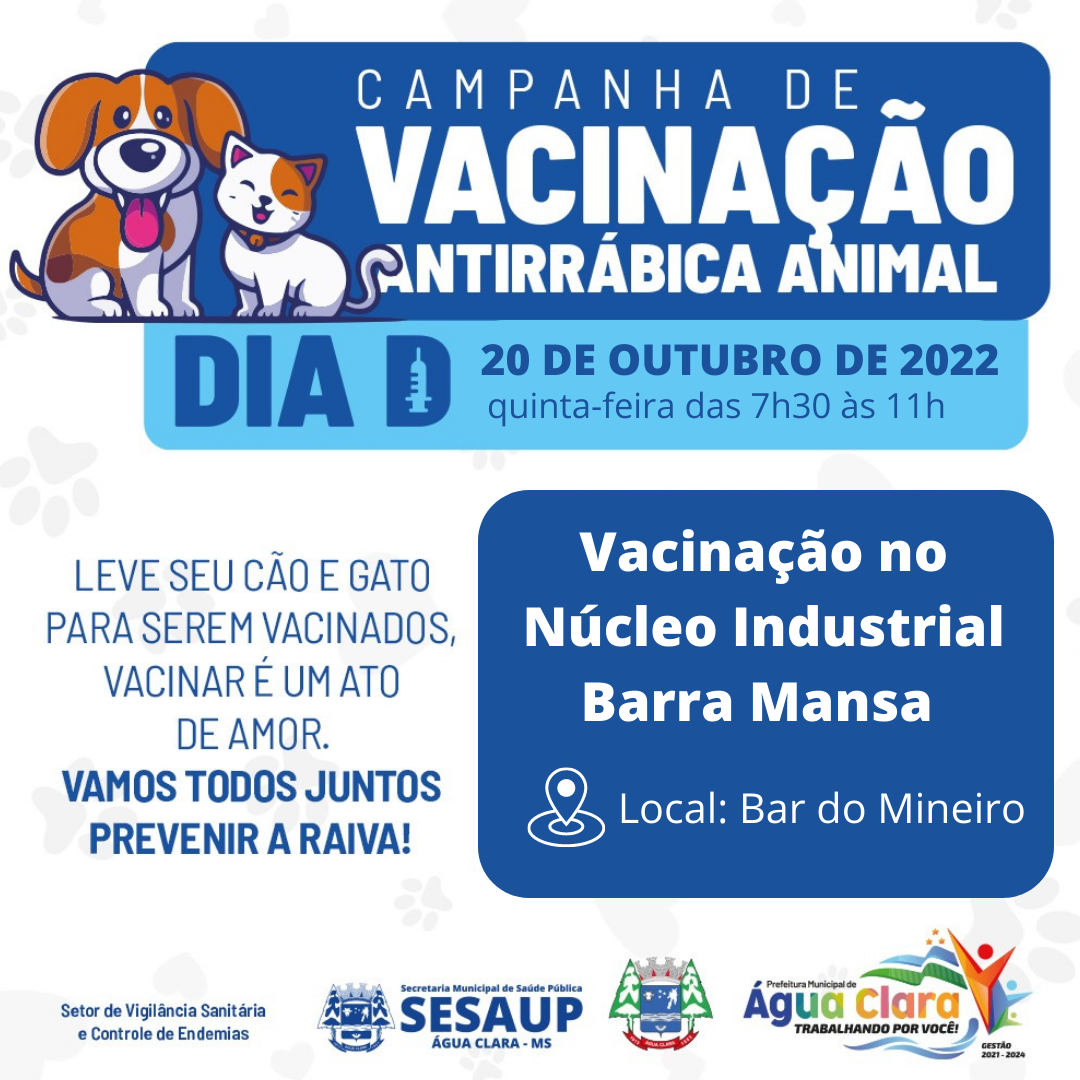 No momento você está vendo Dia D da vacinação ANTIRRÁBICA no Núcleo Industrial Barra Mansa