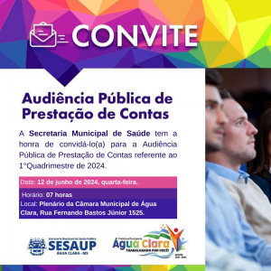 Leia mais sobre o artigo Audiência Pública de Prestação de contas da Saúde acontece nesta quarta-feira (12)