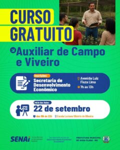 Leia mais sobre o artigo CURSO GRATUITO | Auxiliar de Campo e Viveiro